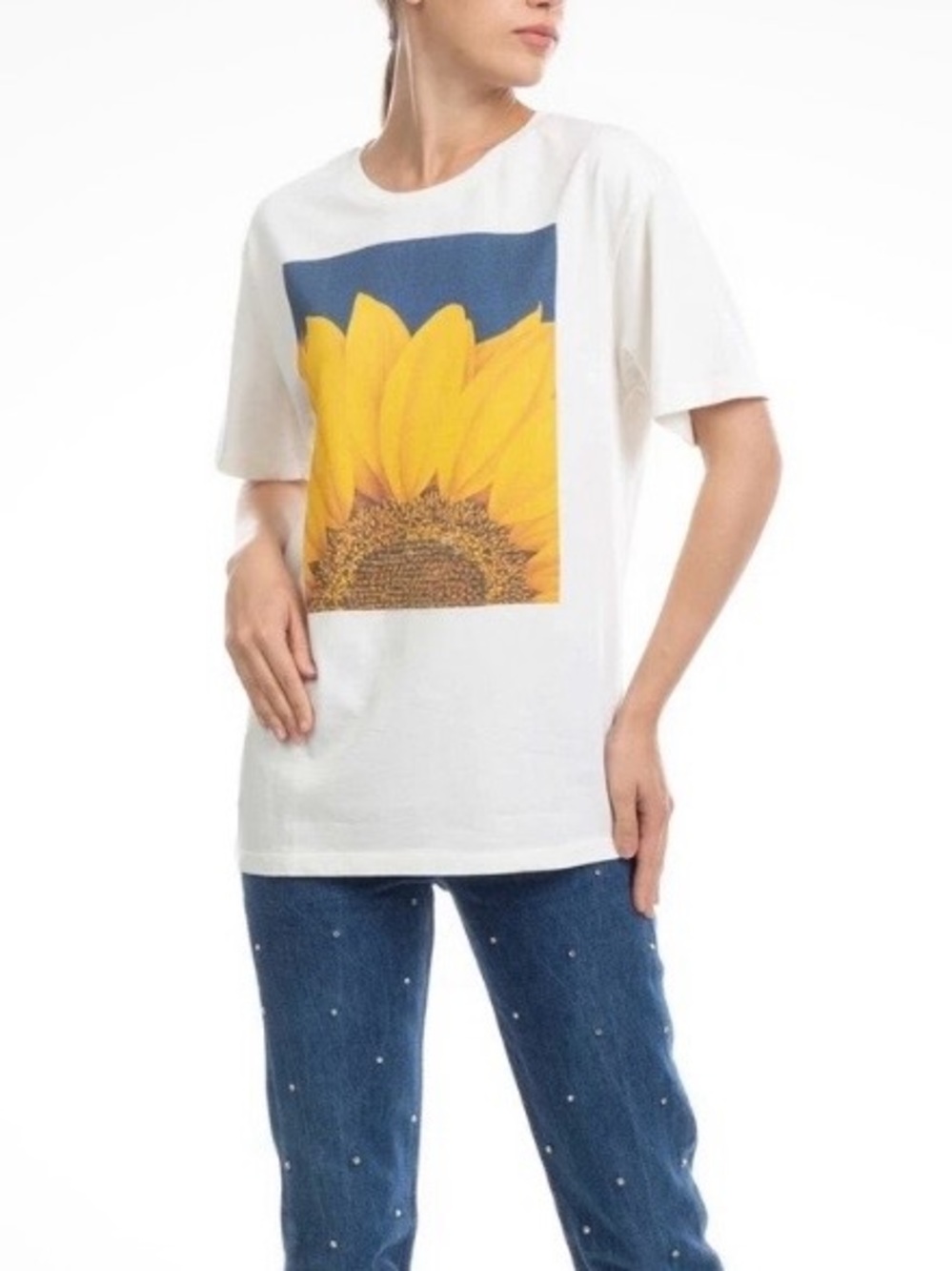 Sandro T-Shirt Sunflower Print W Beads
